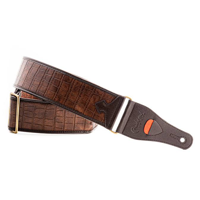 RightOn! Talisman Alligator Brown Guitar Strap