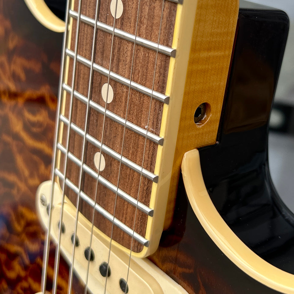 Used Custom Warmoth Stratocaster — AAA Quilted Maple Top, Seymour Duncan Antiquity Pickups w/Fender Case