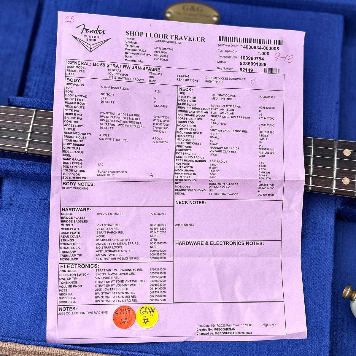 Fender Custom Shop 1959 Stratocaster Journeyman Relic, 3A Rosewood Fingerboard, Super Faded Aged Sonic Blue
