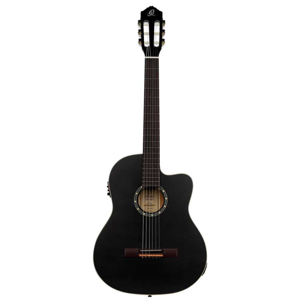 Ortega Family Series RCE125SN Thinline Acoustic-Electric Nylon Guitar Satin Black w/Bag