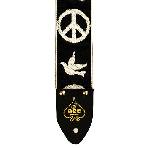 D'Andrea Ace 6 Vintage Reissue Guitar Strap "Peace Dove Black"