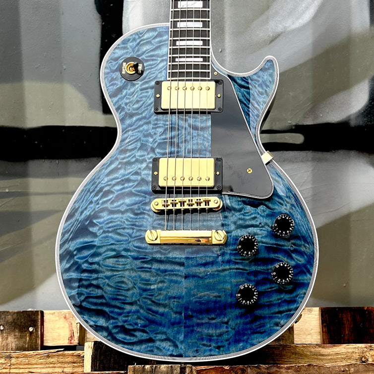 Gibson Custom Shop Les Paul Custom AAA Quilt Top Indigo Blue