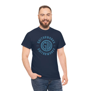 Guitarworks Blue Circle Logo Navy Unisex Heavy Cotton T-Shirt