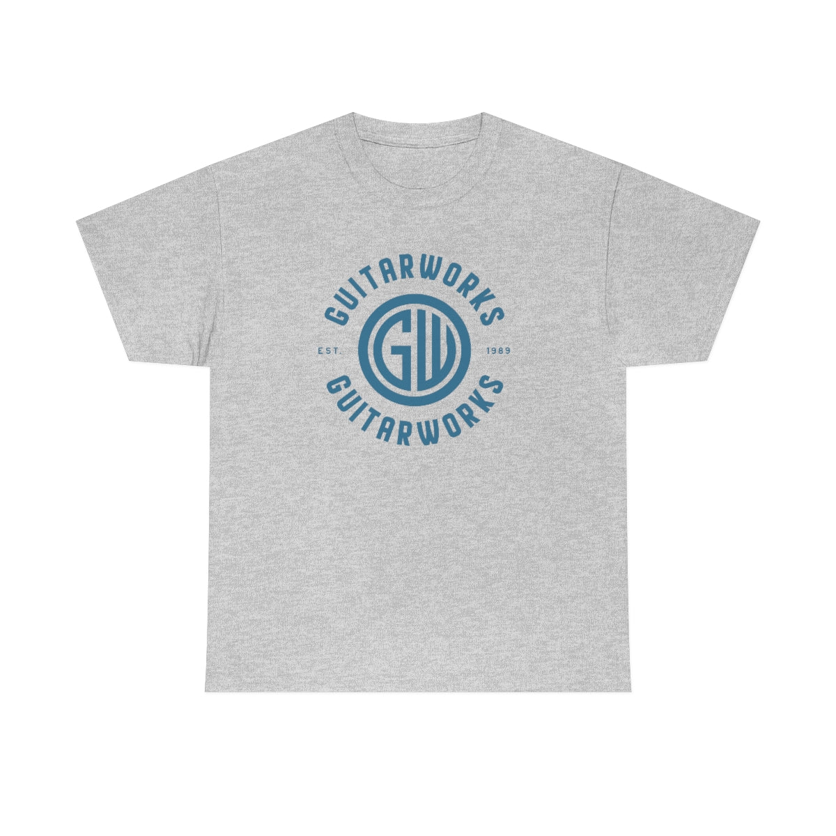 Guitarworks Blue Circle Logo Grey Unisex Heavy Cotton T-Shirt