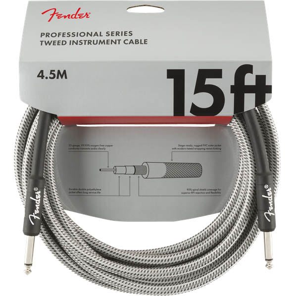 Fender Professional Series Instrument Cable 15' White Tweed