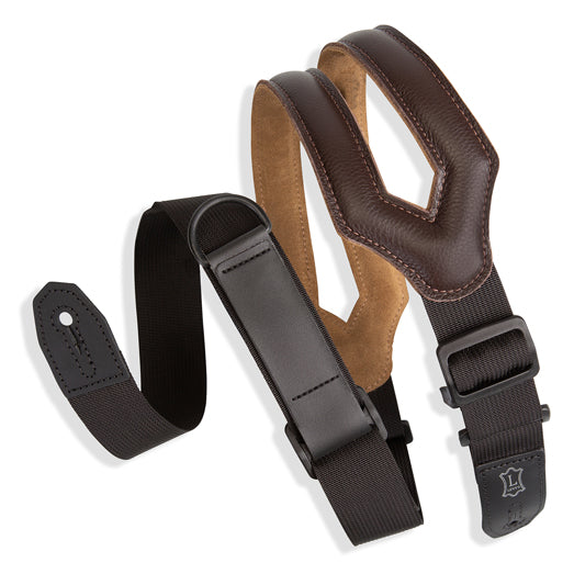 Levy's Right Height Ergonomic Padded Dark Brown Guitar Strap MRHSS-DBR