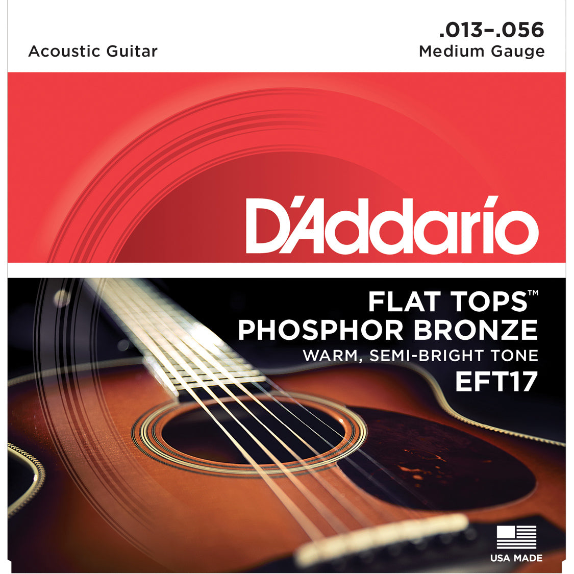 D'addario Phosphor Bronze Flat Top EFT17