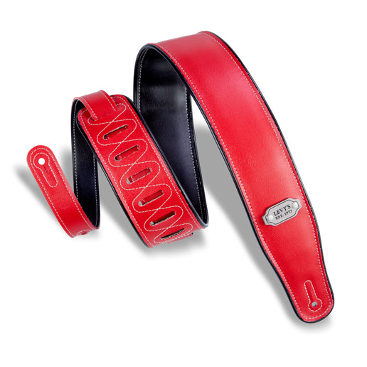 Levy's Reversible Vinyl Red Black Guitar Strap M26VP-RED-BLK