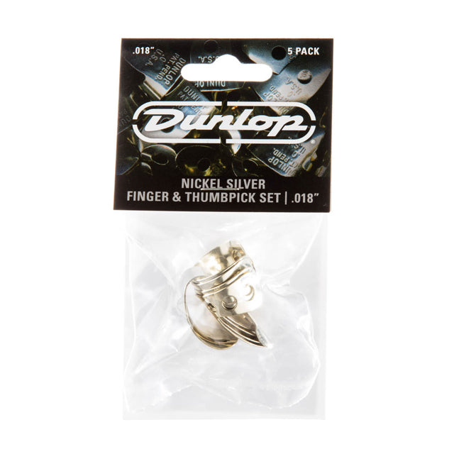 Dunlop Nickel Silver Finger & Thumbpicks .018" 5-Pack 33P.018