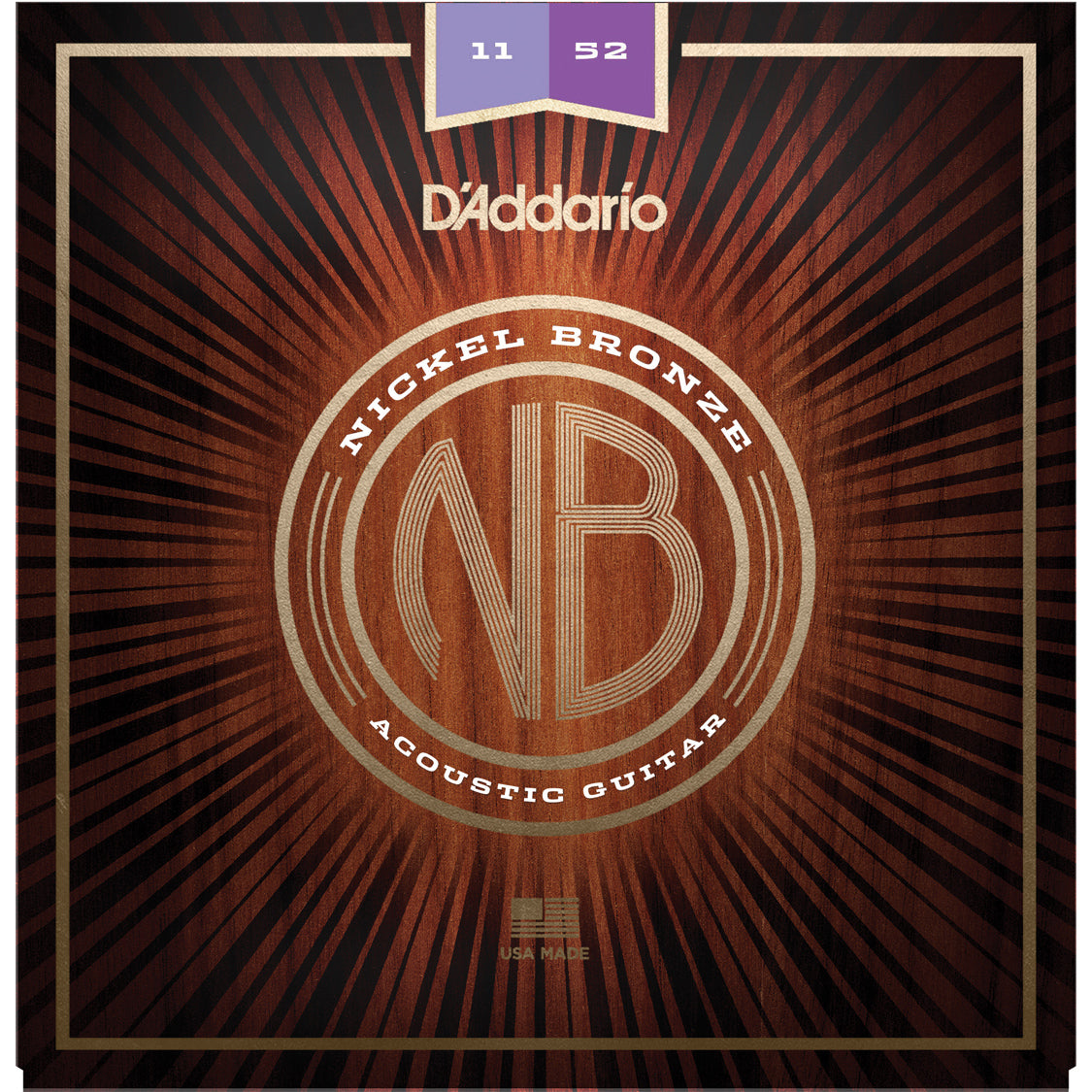 D'Addario NB1152 Nickel Bronze Acoustic Guitar Strings Custom Light 11-52