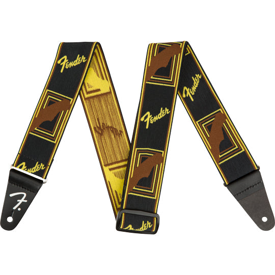 Fender Weighless 2" Monogrammed Strap Black/Yellow/Brown