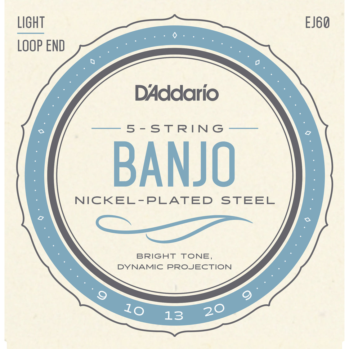 D'Addario EJ60 5-String Banjo Nickel Light 9-20