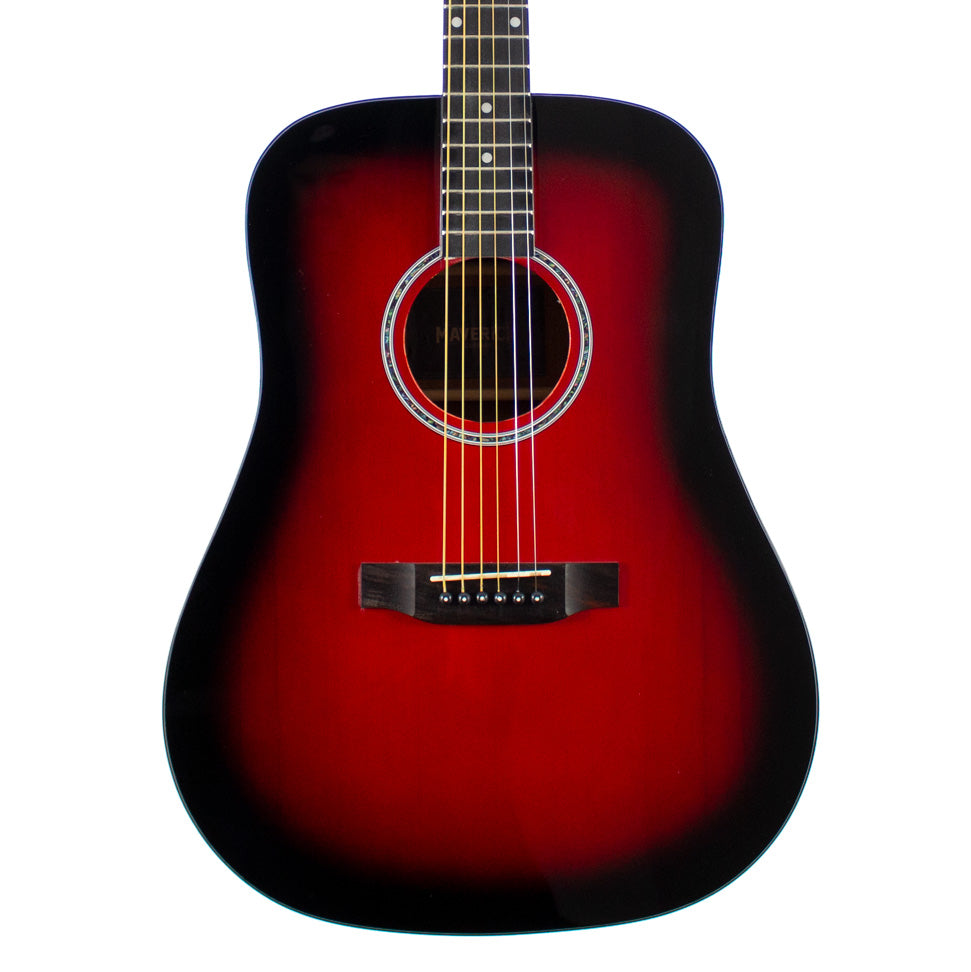 Maverick Guitars Acoustic Dreadnought Red w/Gig Bag MD-RD