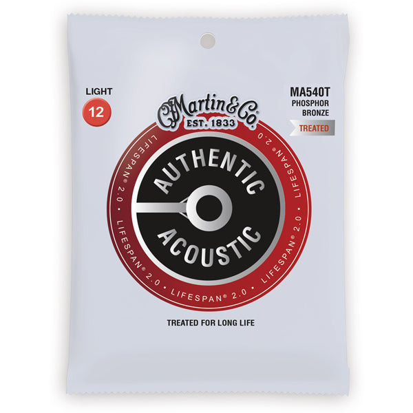 Martin Authentic Acoustic Strings Lifespan Treated Phosphor Light 12-54 MA540T