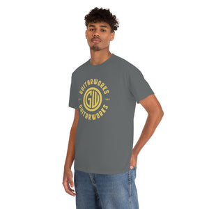 Guitarworks Yellow Circle Logo Charcoal Unisex Heavy Cotton T-Shirt
