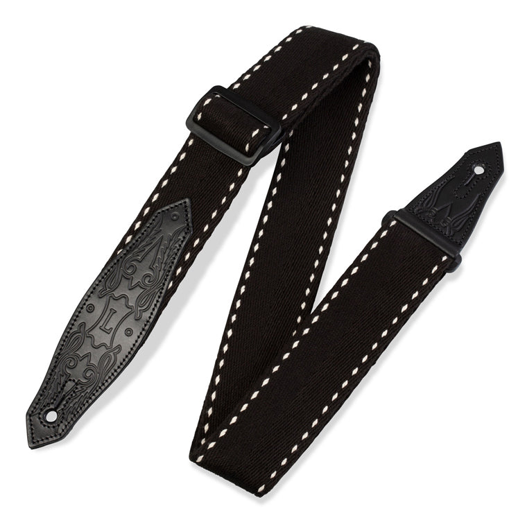 Levy's Cowboy Boot Cotton Black Guitar Strap MSSC80-BLK