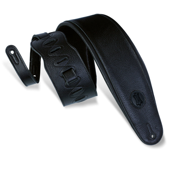 Levy's Signature Series 4.5" Wide Black Garment Leather Guitar Strap MSSB2-4-BLK