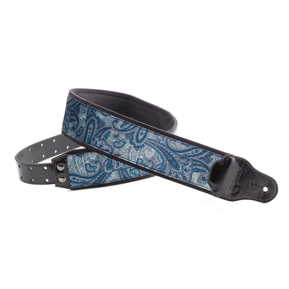 RightOn! Groove Paisley Velvet-70 Blue Guitar Strap