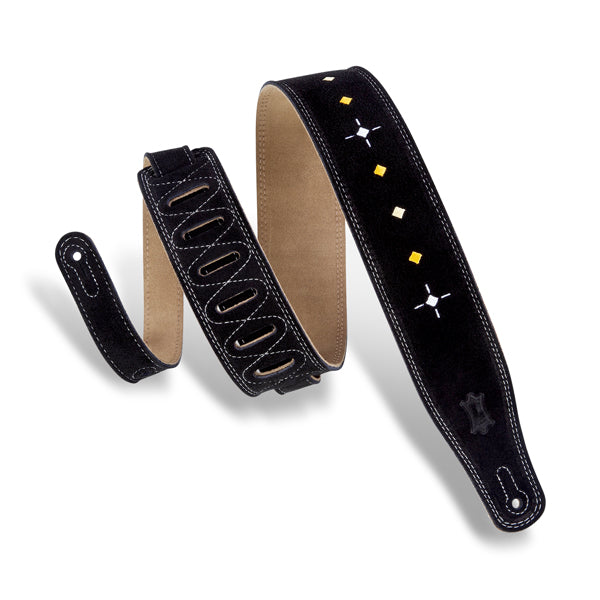 Levy's Diamond Dash Suede Black Guitar Strap MS26DDE-BLK