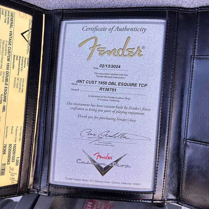 Fender Custom Shop Vintage Custom 1950 Double Esquire NOS Nocaster Blonde