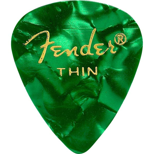 Fender 351 Shape Premium Celluloid Picks 12 Pack Green Moto Thin