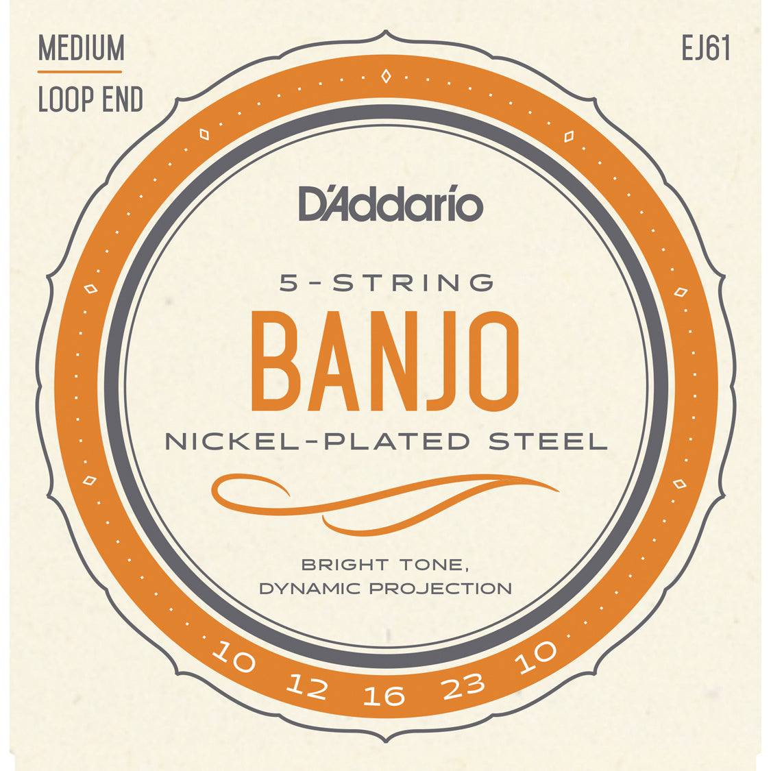 D'Addario EJ61 5-String Banjo Nickel Medium 10-23