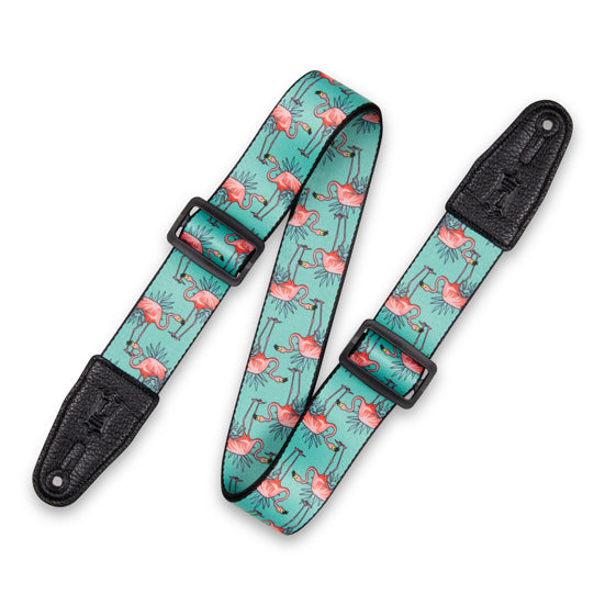 Levy&#39;s 2&quot; Polyester Guitar Strap Flamingos Motif MPD2-121