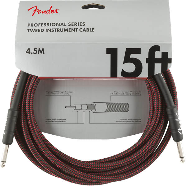 Fender Professional Series Instrument Cable 15' Red Tweed