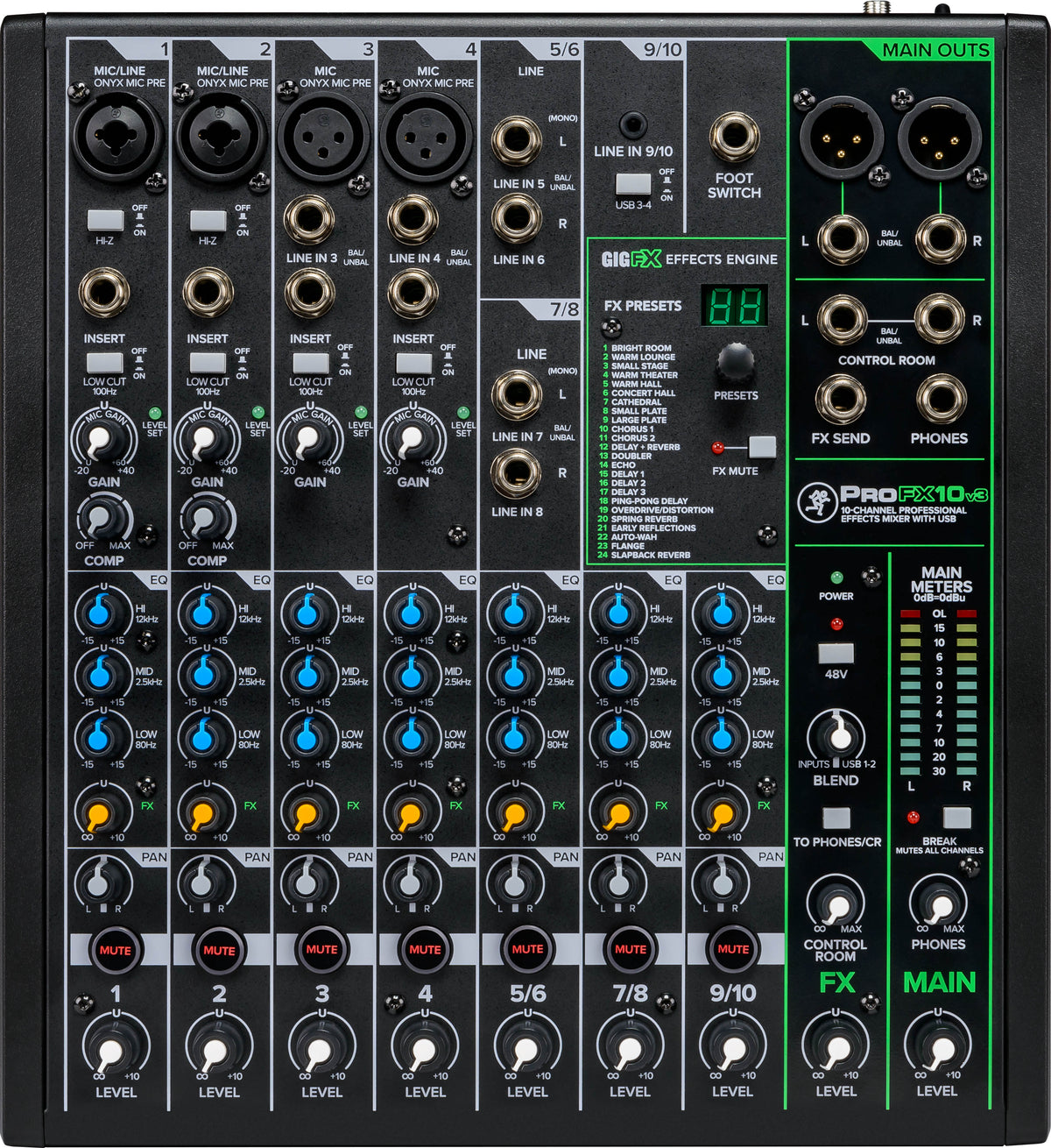 Mackie PROFX10V3 10 Channel Pro Mixer w/USB