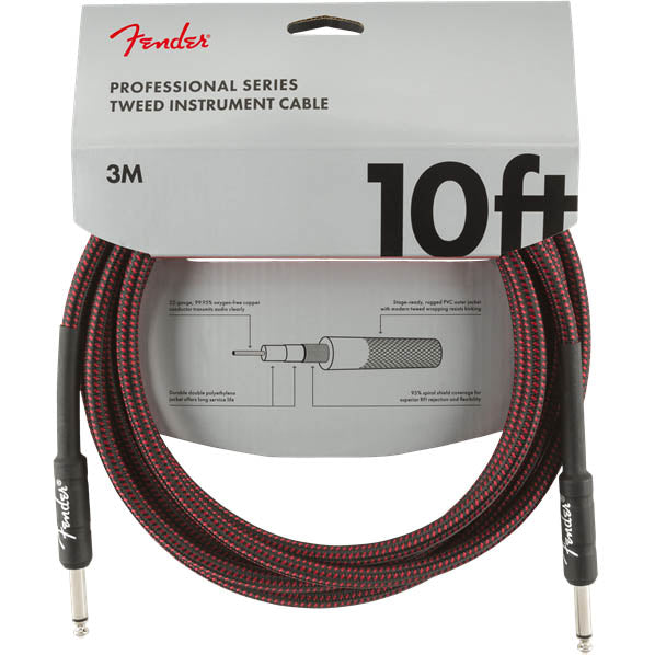 Fender Professional Series Instrument Cables 10' Red Tweed