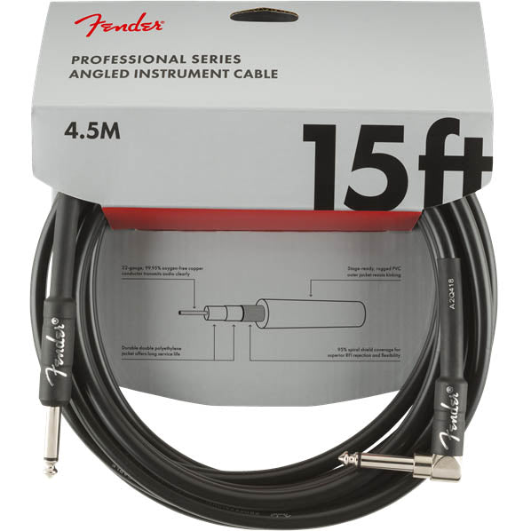 Fender Professional Series Instrument Cables Straight/Angle 15' Black