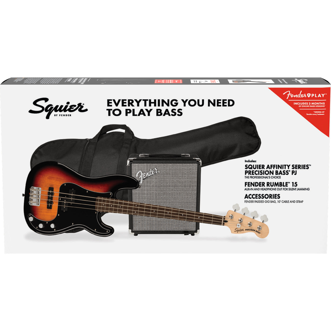 Squier Affinity Series Precision Bass PJ Pack 3-Colour Sunburst
