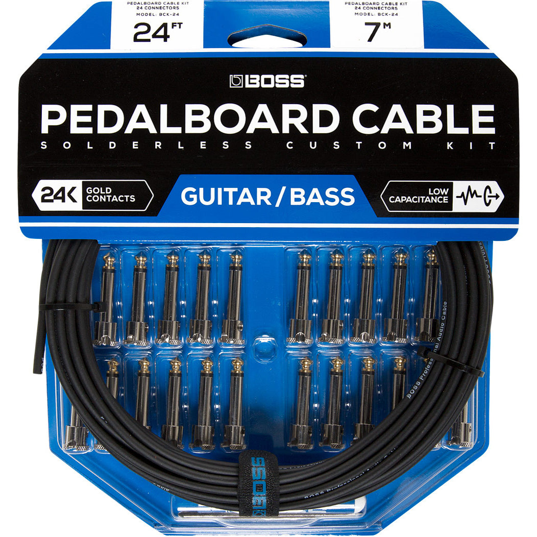 Boss Pedalboard Cable Kit, 24 Connectors, 24ft/7.3m Cable BCK-24
