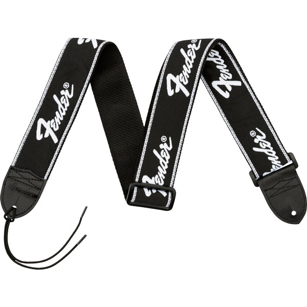 Fender Running Logo Strap Black/White Logo 2"