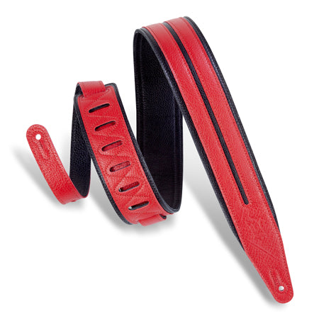 Levy's Rebel Series Double Racing Stripe Guitar Strap Black Red – MG317DRS-BLK-RED