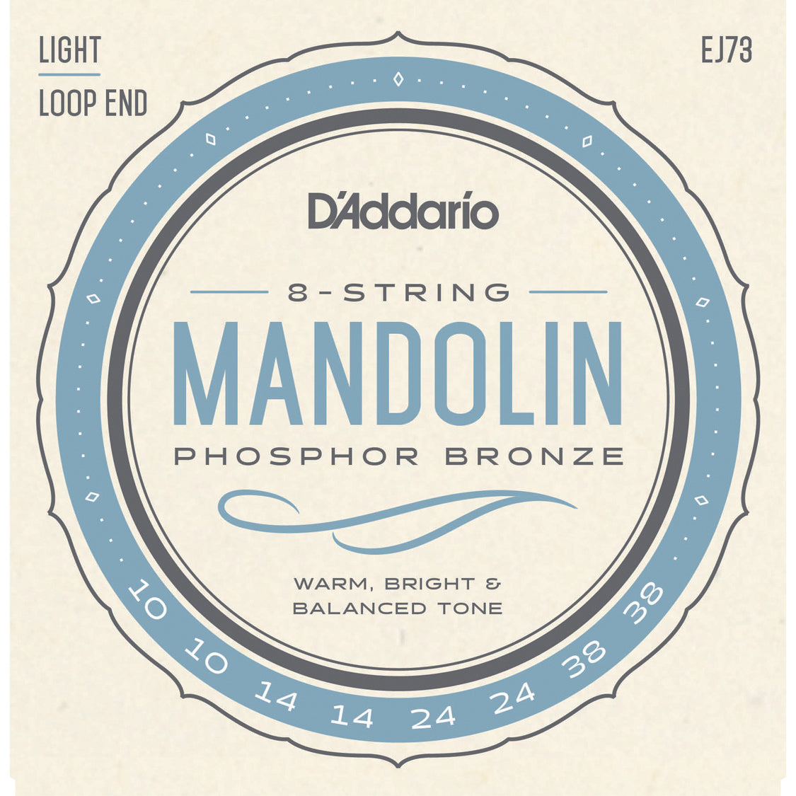 D'Addario EJ73 Mandolin Strings Phosphor Bronze Light 10-38
