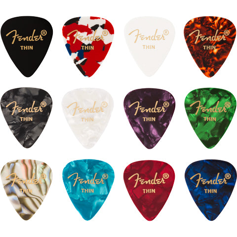 Fender 351 Celluloid 12 Pick Pack Medley Thin