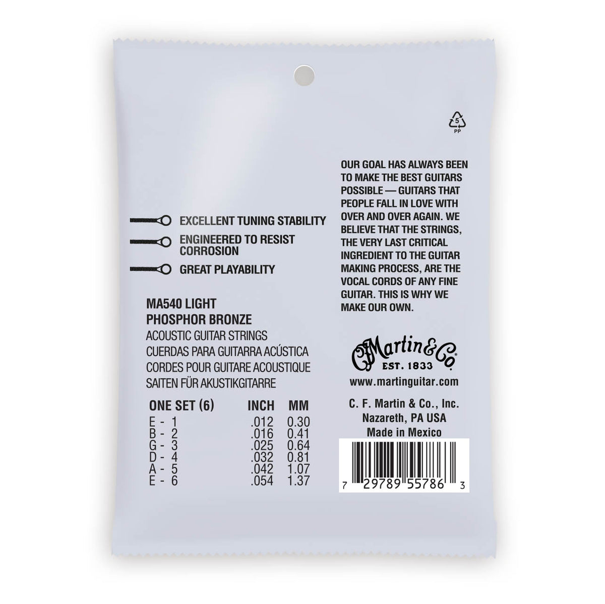 Martin Authentic Acoustic Strings Phosphor Bronze Light 12-54 MA540