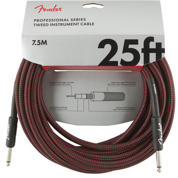 Fender Professional Series Instrument Cable 25' Red Tweed