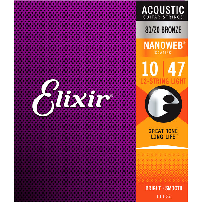 Elixir Acoustic 80/20 Bronze Nanoweb 12 String Light .010-.047