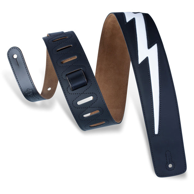 Levy's Leather Lightning Bolt Guitar Strap Black DM2-BLK