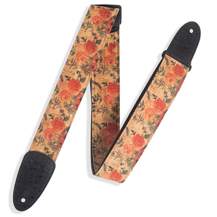 Levy's Specialty Series Wildflower Cork Red Cream Black Guitar Strap MX8-001