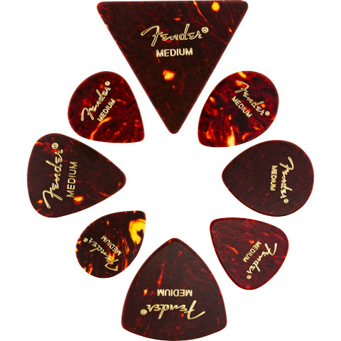 Fender Celluloid 8 Pick Pack Shapes Medley Medium