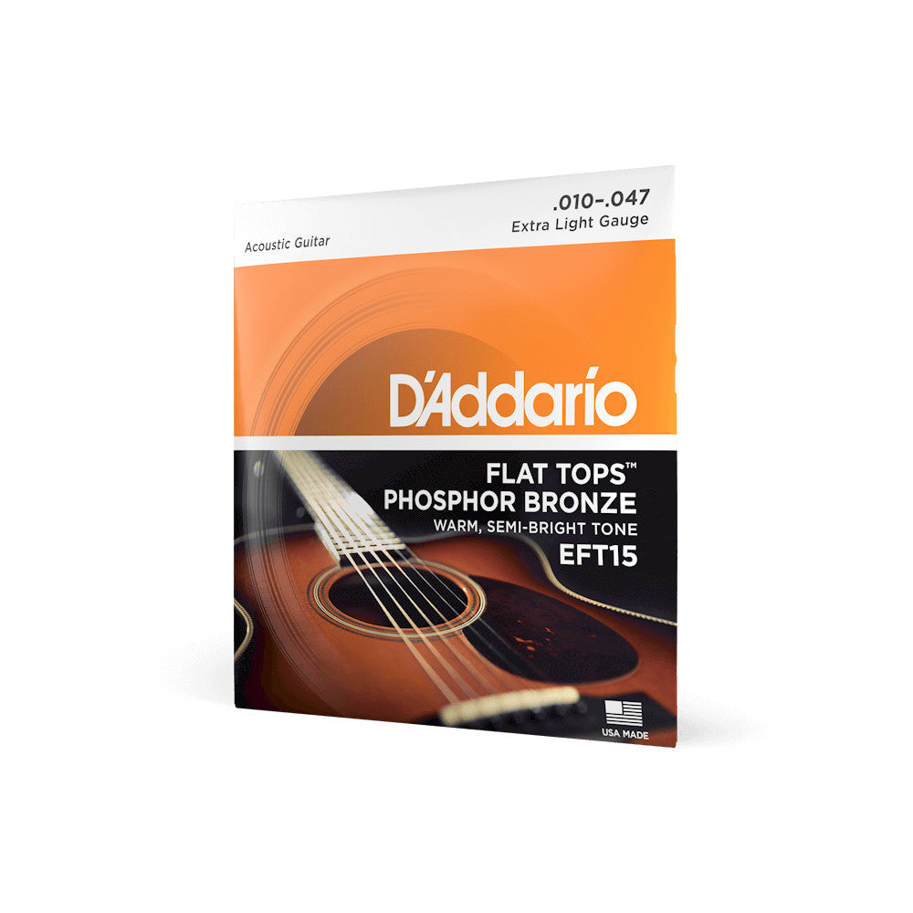 D'Addario Phosphor Bronze Flat Top Extra Light 10-47 EFT15