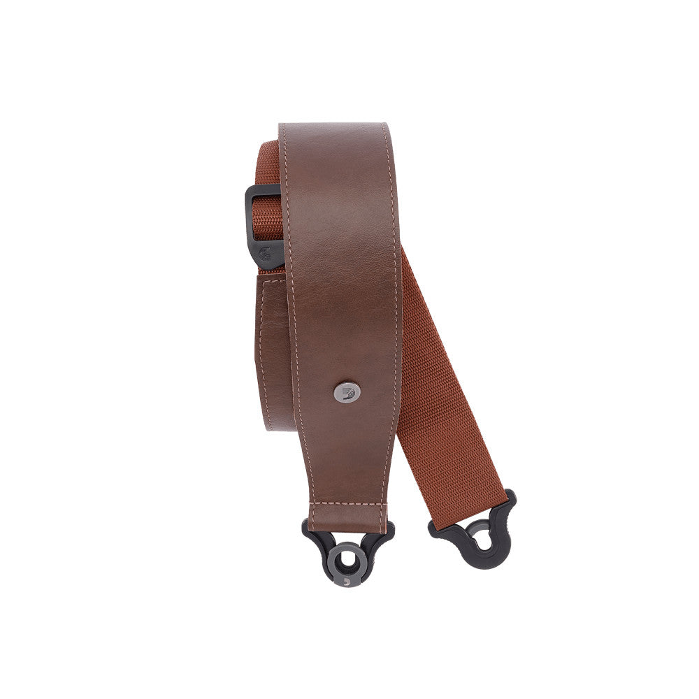 D'Addario Comfort Leather Auto Lock Guitar Strap 2.5" Brown 25BAL02
