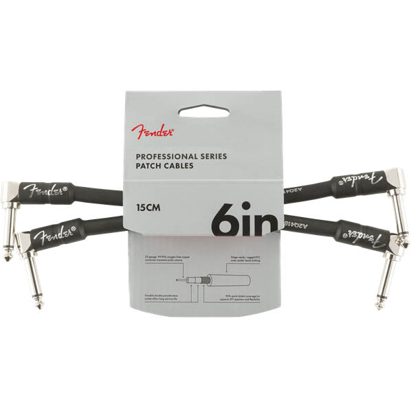 Fender Professional Series Instrument Cable 2-Pack Angle/Angle 6'' Black
