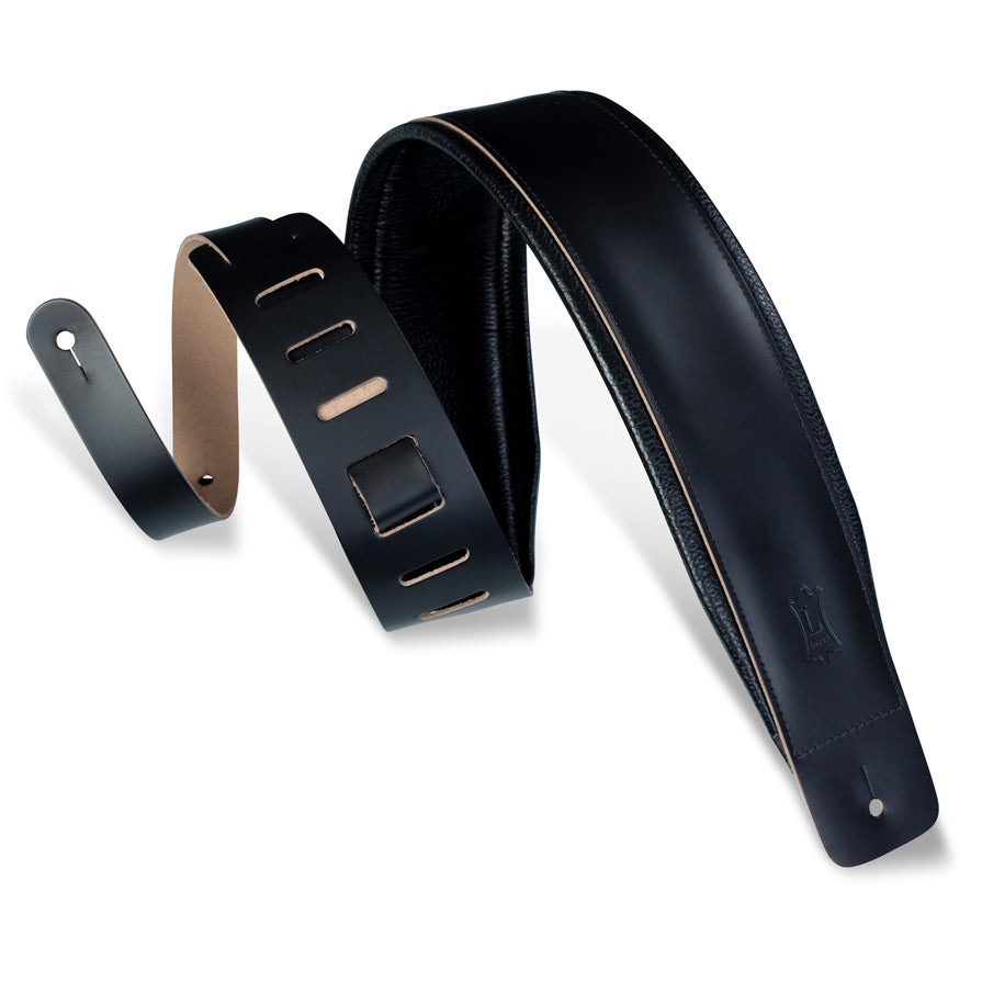Levyy's DM1PD-BLK 3" Leather Guitar Strap