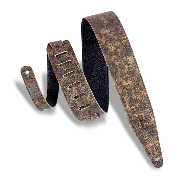 Levy's Rebel Series Distressed Guitar Strap MG317BOG-BRN