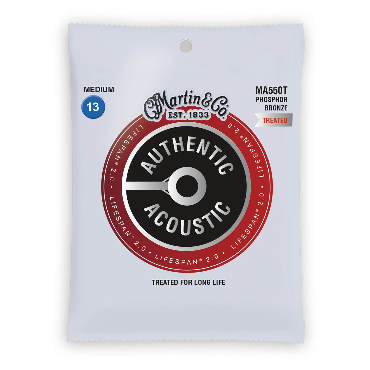 Martin Authentic Acoustic Strings Lifespan Treated Phosphor Medium 13-56 MA550T