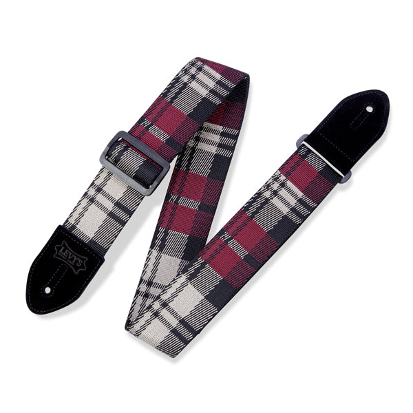 Levy's Garnet Plaid Poly Guitar Strap MC8VIN-010